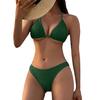 1011 new European and American women's split bikini texture sexy neck high fork swimsuit bikini