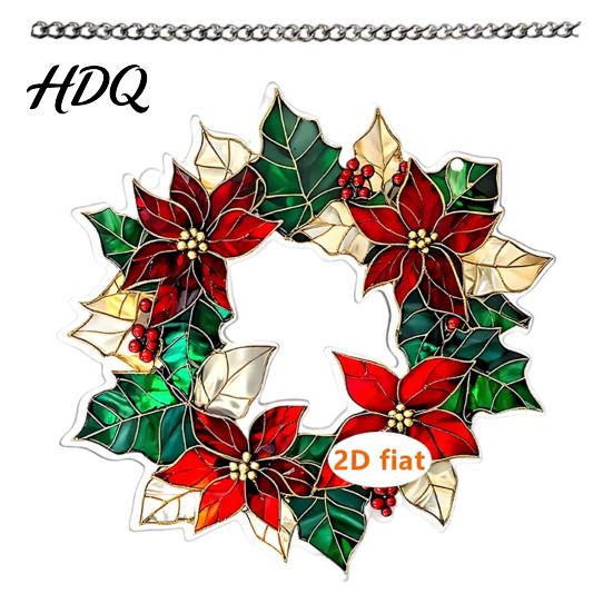 Decorative Bow Ornaments Acrylic Christmas Garland Pendant Double-sided Wreath Hanging Ornament Lightweight Double Sided Printed Decor with Lanyard