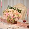 Artificial Flower Combination Box Set, Pink Silk Artificial Rose Bride Bouquet for Outgoing/Indoor DIY Center Piece Flowers for
