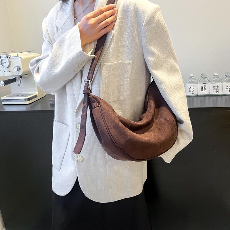 Women Fashion Faux Suede Soft Handbags and Purses Vintage 2024 Winter New Trend Y2K Underarm Bag Lady Shoulder Bag