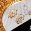 Zircon Pearl Bow Pendant Earrings Light Luxury High-end Studs Exquisite Fashion Earrings