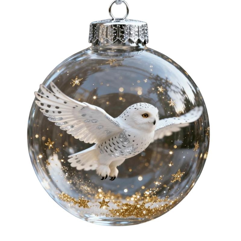

Artisanal Craft 3D Nature Bird Figure Christmas Ball Festives Tree Decorations Clear Acrylic Room Hanging Ornament Gift