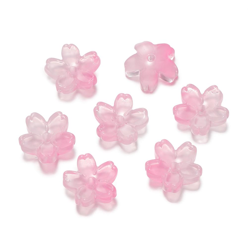 10Pcs/lot Glass Gradient Beads Cherry Blossom Scattered Beads Handcrafted DIY Production Jewelry Craft  Bracelet Accessories