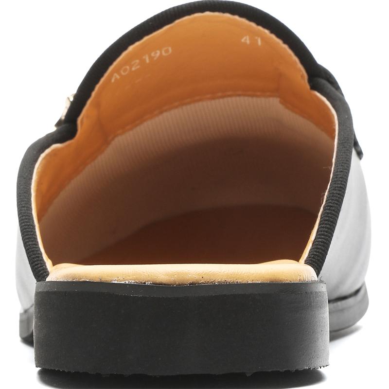 Hight Quality Summer New British Street Style Leather Mules For Men's Black White Hombre Daily Outdoor Dress Slippers Big Size