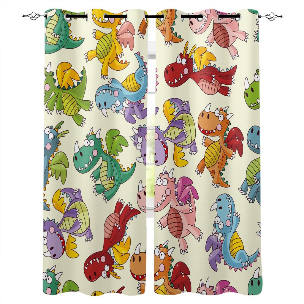 Cute Cartoon Dinosaur Curtains For Window Treatment Drapes Window Curtains For Living Room Bedroom Blinds Kids Room Home Decor
