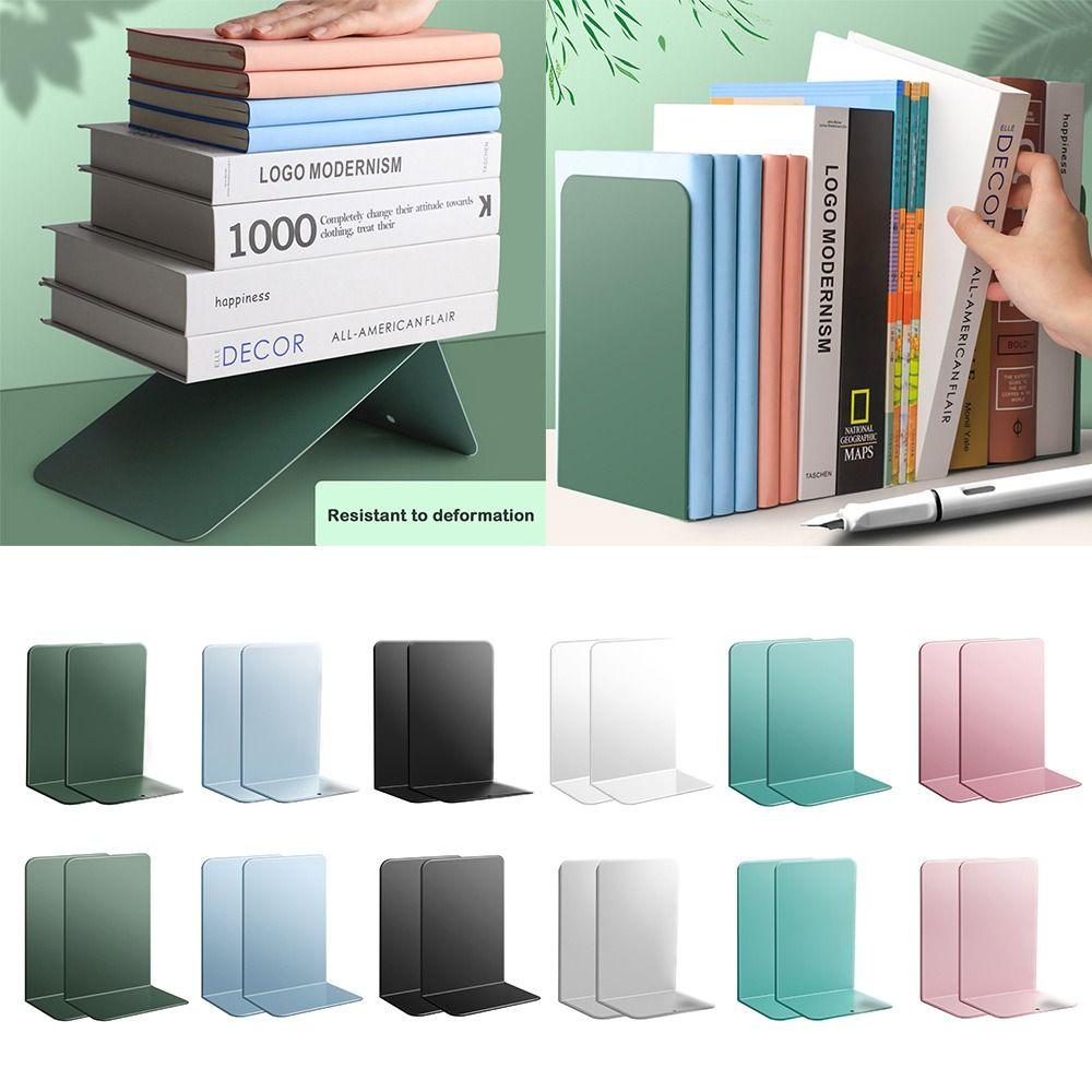 2Pcs Set Transparent Acrylic Book Holders Candy Color Desktop Book Stand Bookends  Bookshelf