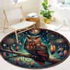 Crystal Velvet carpetBohemian Dreamcatcher Eagle & Feathers Round Mat - Non-Slip Fade-Resistant Polyester Mat with Rubber Backin