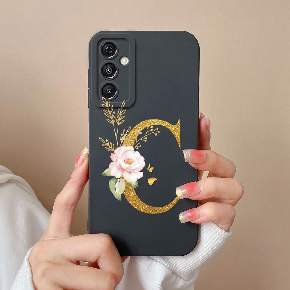 Simple Case For Samsung A15 4G 5G Rose Letter Mask Soft Liquid Silicone Camera Protector For Samsung Galaxy A15 A 15 Back Cover