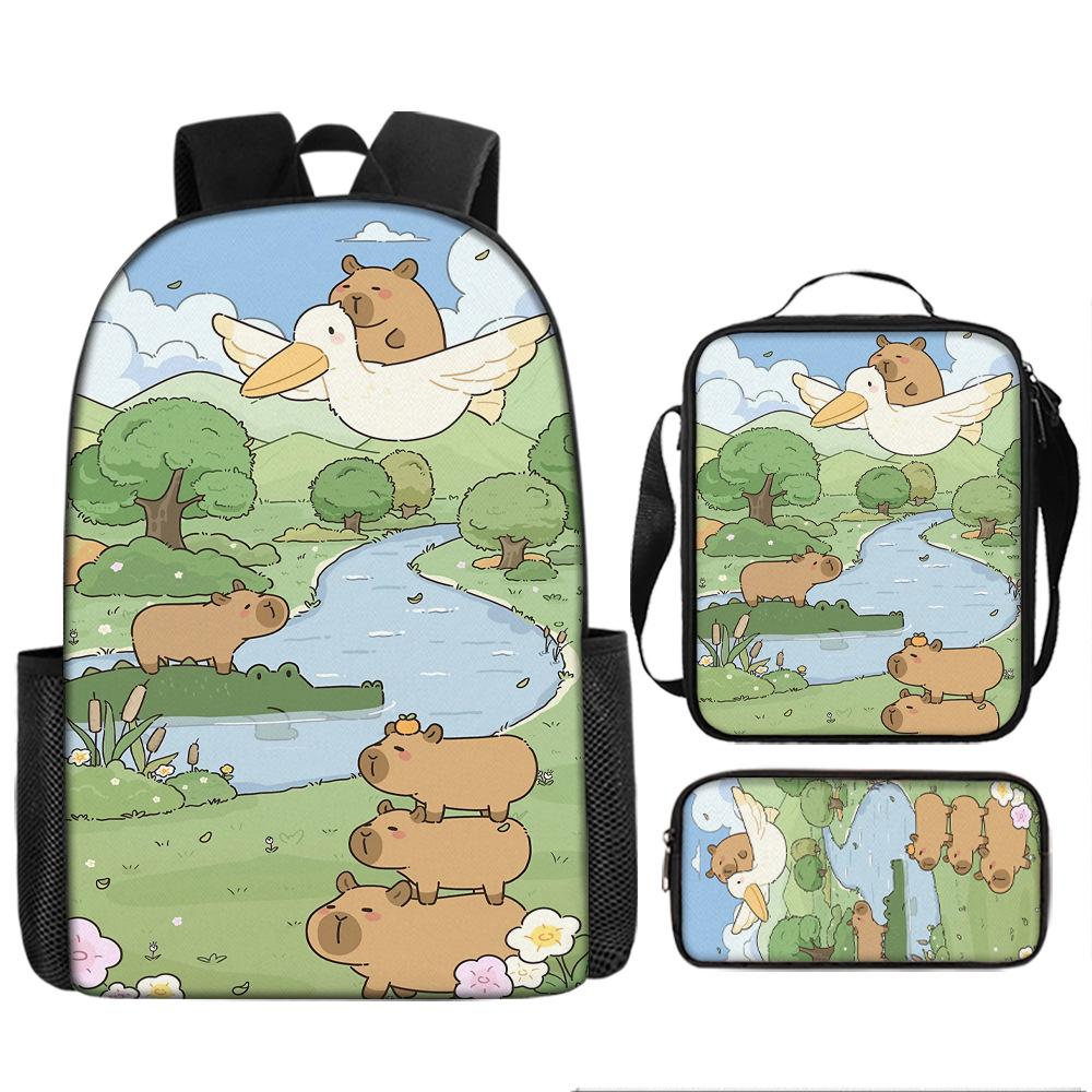 Pibara Trendy Backpack European and American Retro Schoolbag Third Grade Fourth Grade Bag