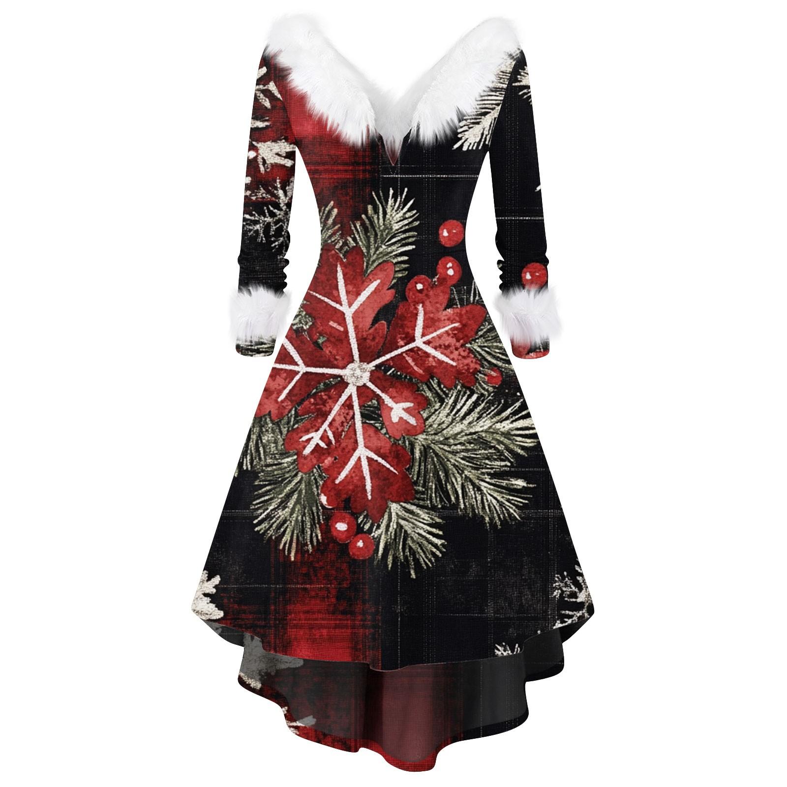 

Женское модное повседневное платье с v-образным вырезом и рождественским принтом для вечеринки с длинными рукавами XXXXXL