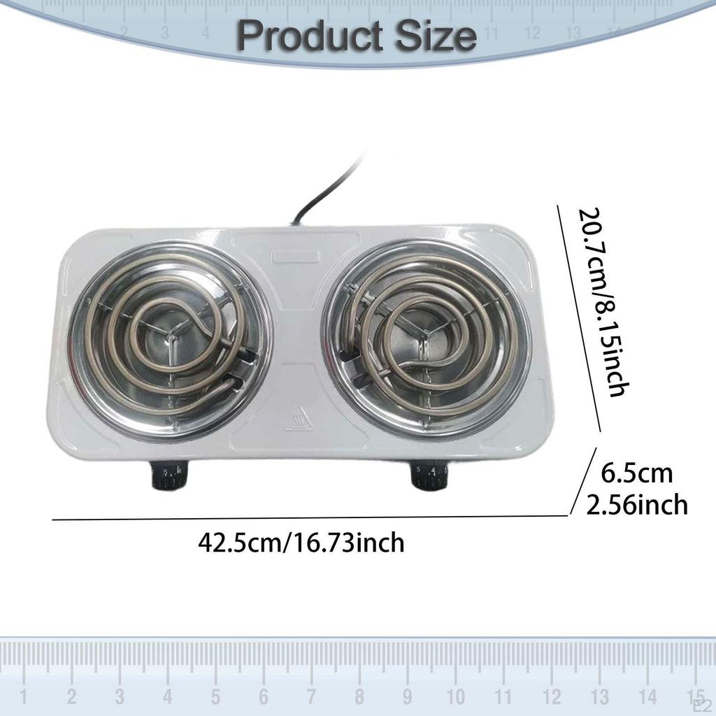 Electric Countertop Double Burner Power Indicator Lights 2 Plates
