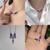 Natural Style Butterfly Drop Oil Necklace With Cross And Wing Design For Ladies