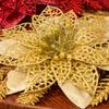 10/1x Christmas Flowers Red Gold Silver DIY Garlands Glitter Artificial Poinsettia Floral Xmas Tree Ornaments Insertion Branch