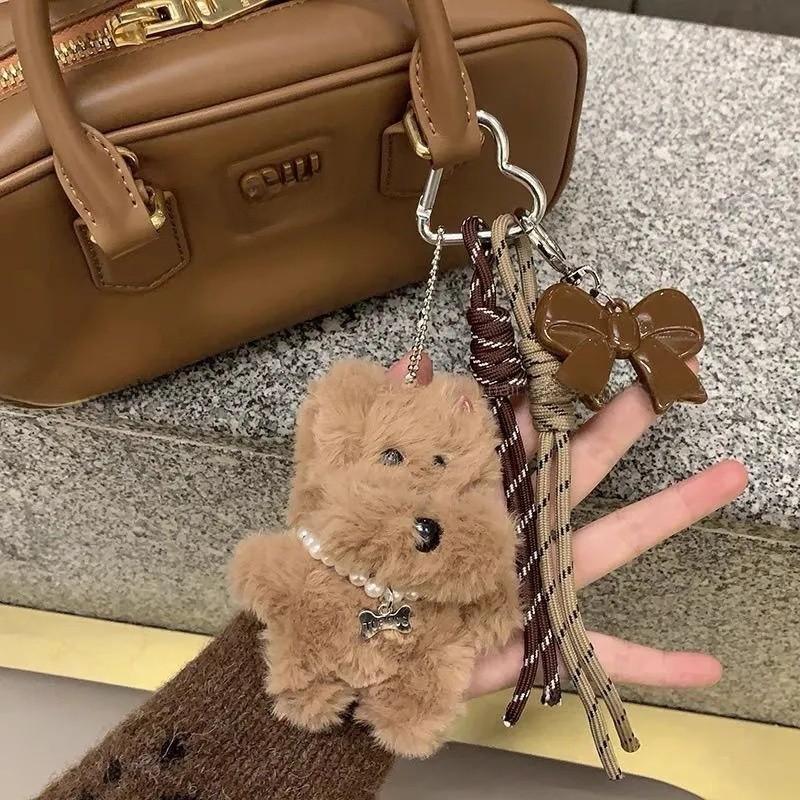 Plush West Highland Terrier Keychain With Creative Animal Design For Gifts And Accessories