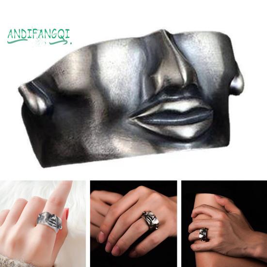 

Кольцо с гальванической текстурой креативного дизайна - кольцо на половину лица для мужчин, модное индивидуальное кольцо, ювелирный подарок