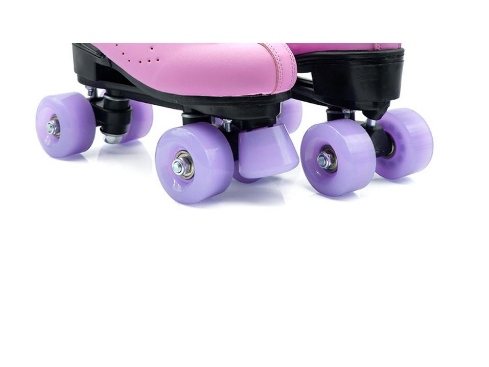 Adult Unisex Double Row Roller Skates, Breathable Purple Leather, Jelly Wheels, Four-Wheel Design