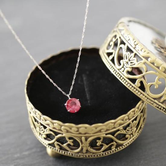 Walk Platinum Necklace with Natural Ruby 1 Carat Authenticity Card Pt850 Screw Chain [Jewelry Shinsaibashi] Pendant, Included,