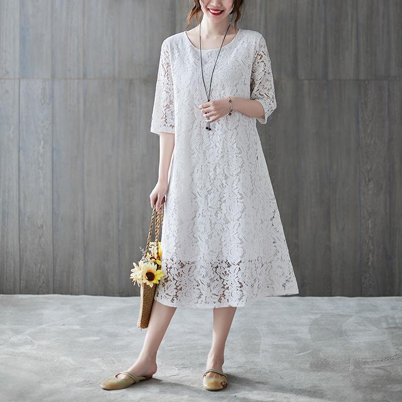 

Платье с круглым вырезом, платье с длинным рукавом до середины для женщин M