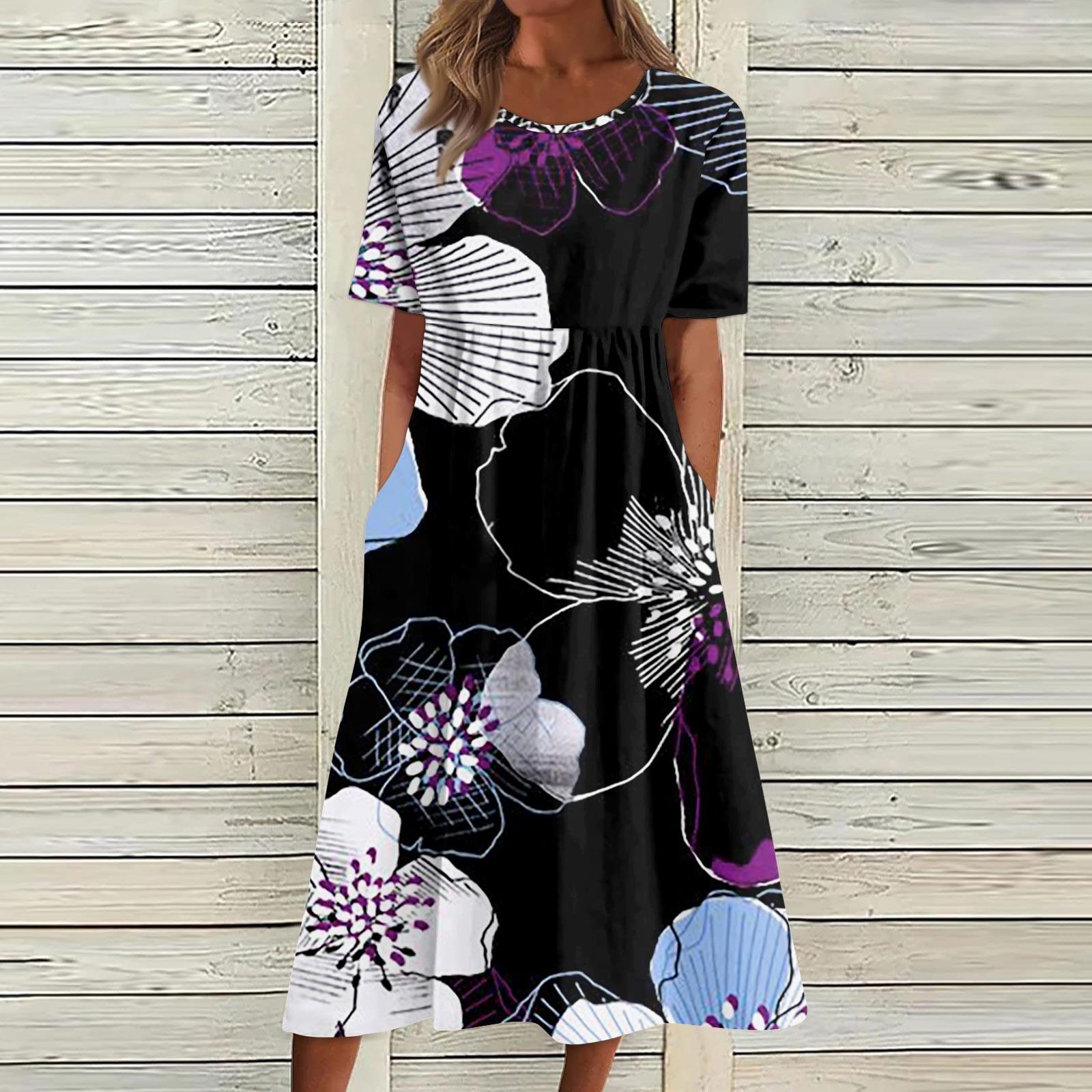 Жен. Повседневные платья Платья с принтами Летние платья С принтами Плиссированные — фото 9