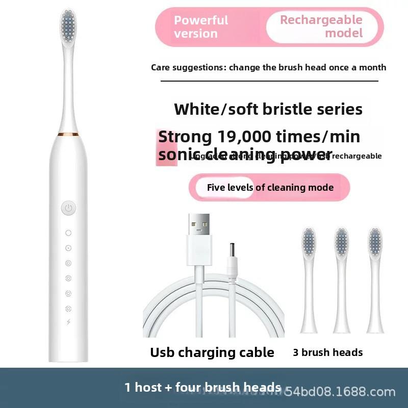 Soft-bristled Toothbrush, Tooth Flusher, Rechargeable, Fully Automatic, Universal Electric Toothbrush for Adults and Children, Ultrasonic.