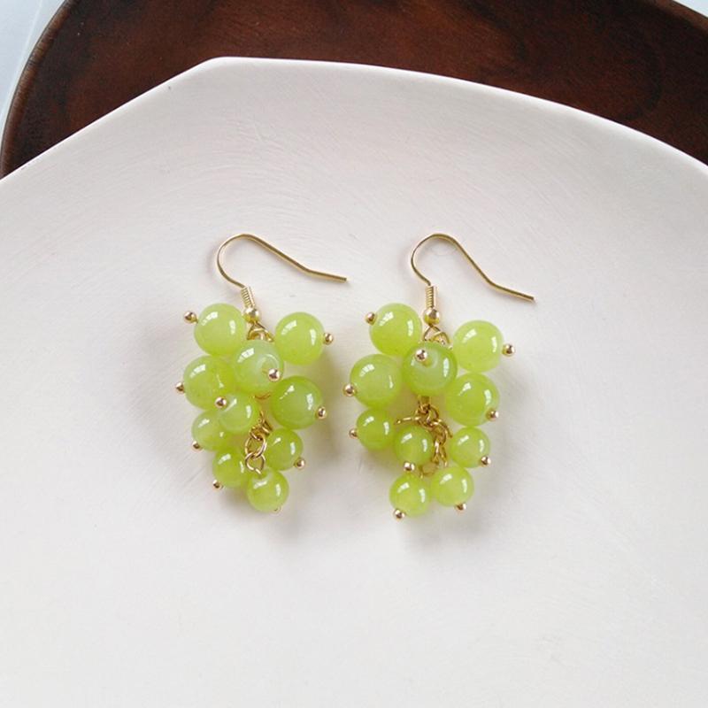 Cheap Lovely Design Purple Beads Grape Drop Earring For Woman Jewerly