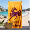 Brisbane Broncos Custom Beach Towel, Print Your Name Text Lightweight Absorbent Towel for Swimming Travel