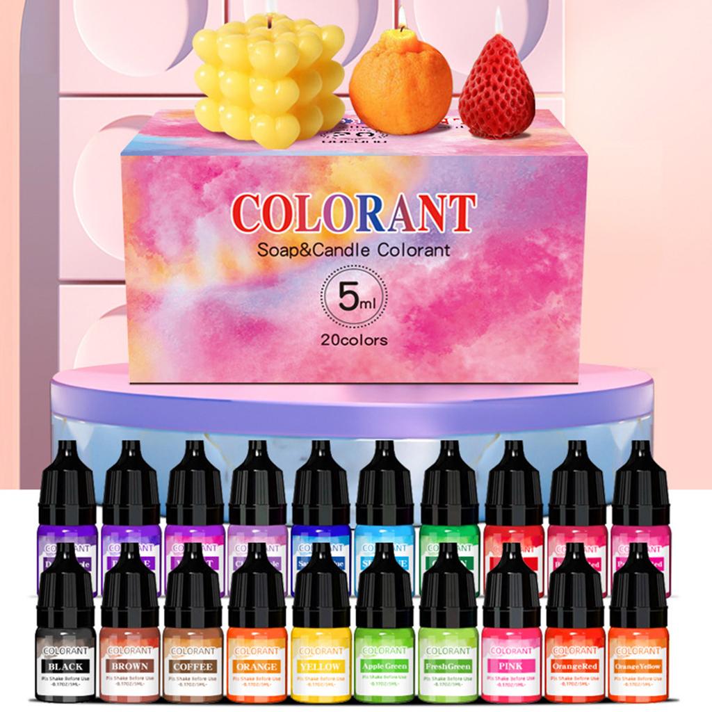 20 Farben Kerzenfarbe Flüssige Kerzenherstellungsfarbe für DIYs Kerzenherstellungszubehörsets Kerzenfärbung Farbessenzen für Kerzen