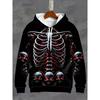 2025 New Men's Vintage Skull Skeleton 3D Print Hoodie Men Women Fashion Oversized Hoodie Sweatshirt Halloween Unisex Tracksuit