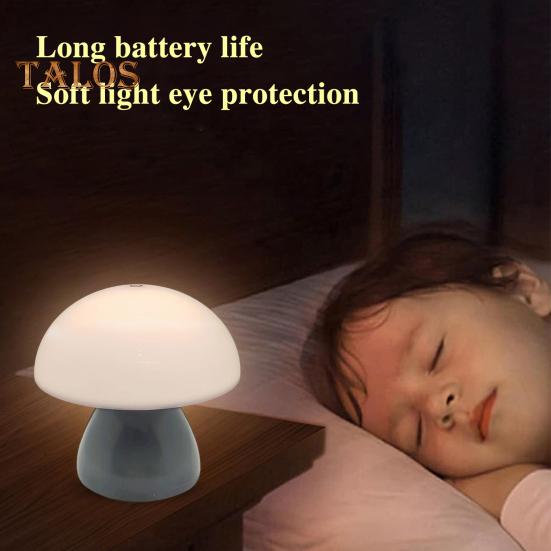 Pilzlampe, kleines Nachttischlicht, sanftes Leuchten, flimmerfrei, stufenloses Dimmen, wiederaufladbare Nachttischlampe, Schreibtischdekoration