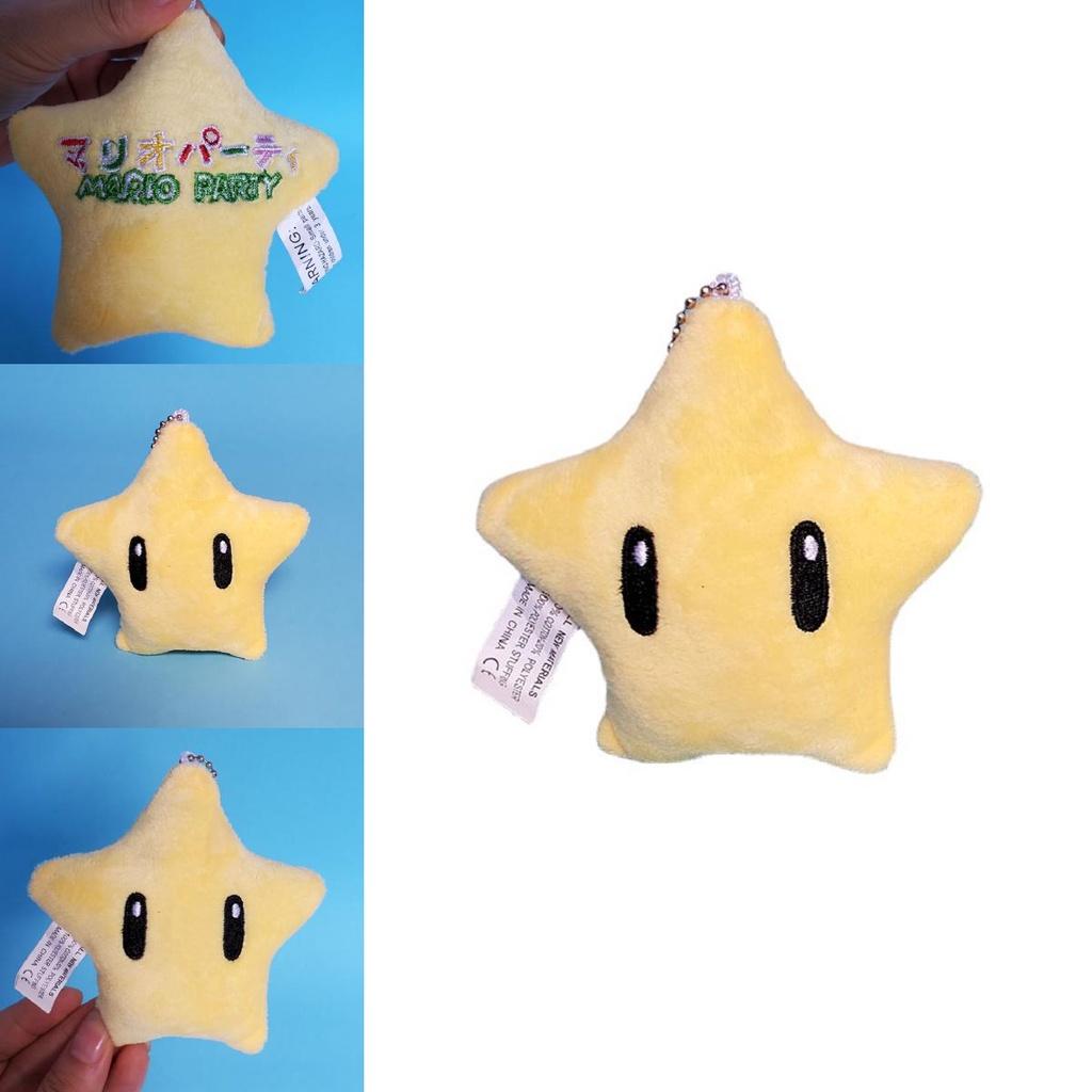 Cute Mushroom Mario Plush Star Hanging Pendant Yellow Cartoon Stuffed Toy