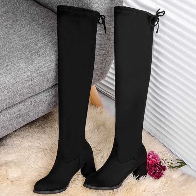 elastic knee high boots