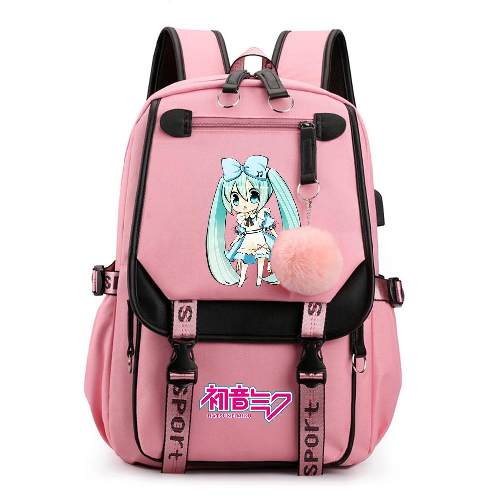 Anime Hatsune Miku Potisk Batoh Školní taška pro Teenagera Studenta Dívku Chlapce Taška na knihy Velká kapacita vodotěsný Cestovní taška Dárek Ruksak