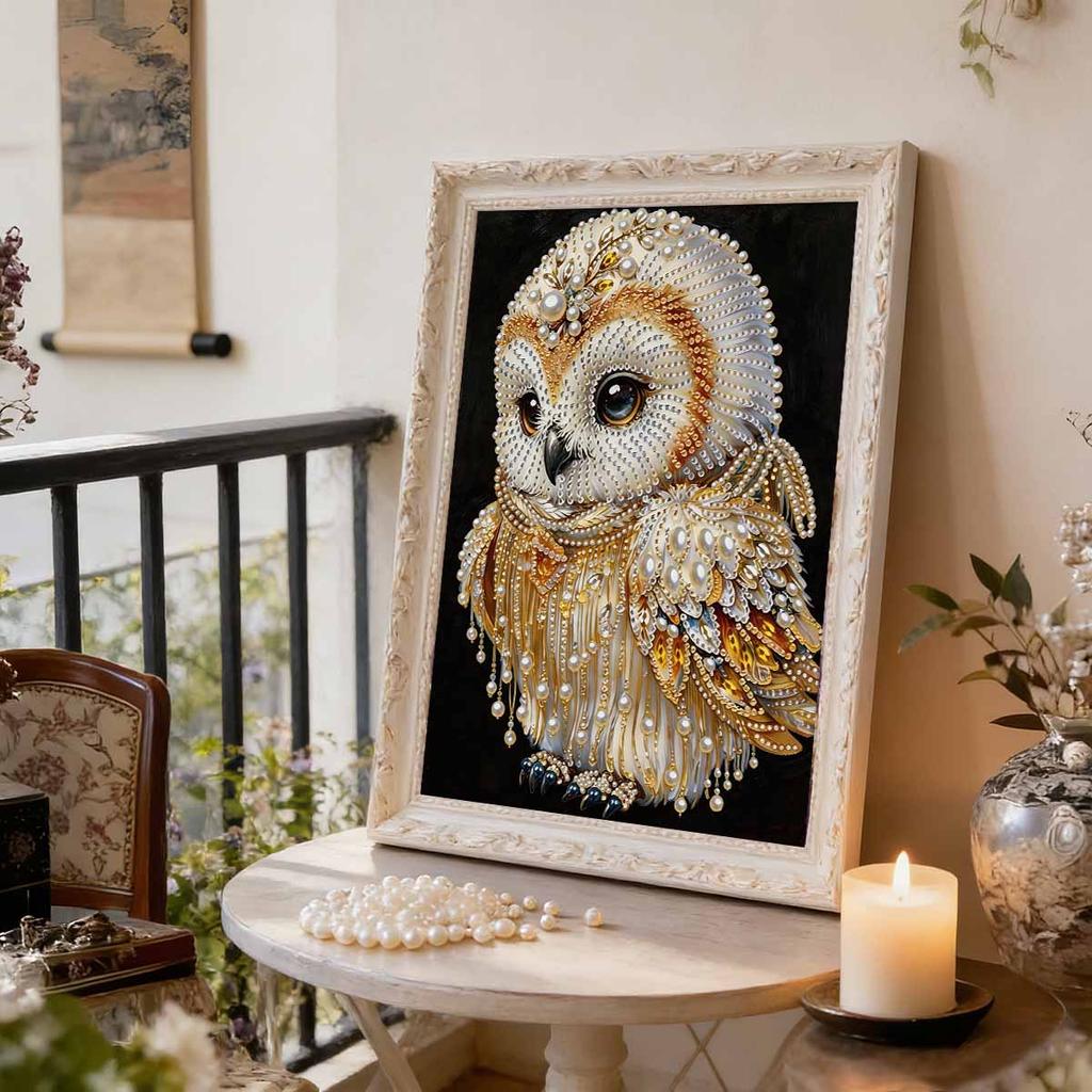 DIY Owl Pearl Art Painting for Adults/Beginners Gift Home Decor Pearl Gem Paintings Picture Arts Craft 30x40cm Without Frame