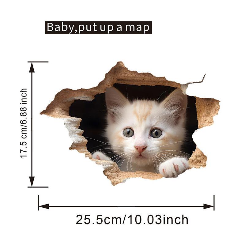 Peek-a-Boo Cat Animal Toilet and Wall Sticker Set Waterproof Self-Adhesive Removable Decal for Bathroom WC Decoration