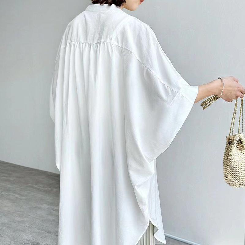 New Summer Casual Women's Shirt Fashionable and Versatile Black and White Solid Color Loose and Comfortable Short-sleeved Top for Women