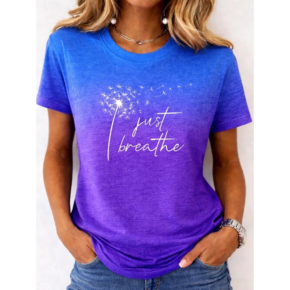 Fashion Women Retro Creative Dandelion English Print T Shirt Funny Casual O-neck Short Sleeves T-shirt Summer Female Tee Shirt