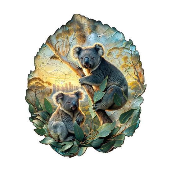 1 Set Animal Maple Wooden Puzzle Elk Bear Wolf Horse Koala Fox Deer Fall Leaf Irregular Jigsaw Puzzle Decoration Educational Toy