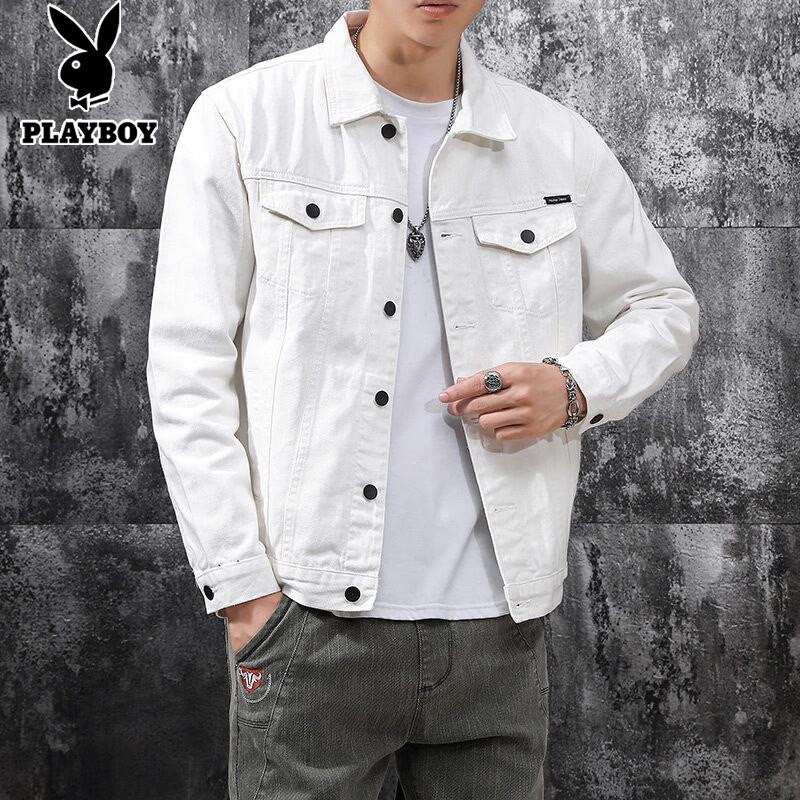 PLAYBOY Мужская осенне-зимняя джинсовая куртка с защитой от складок XL белый