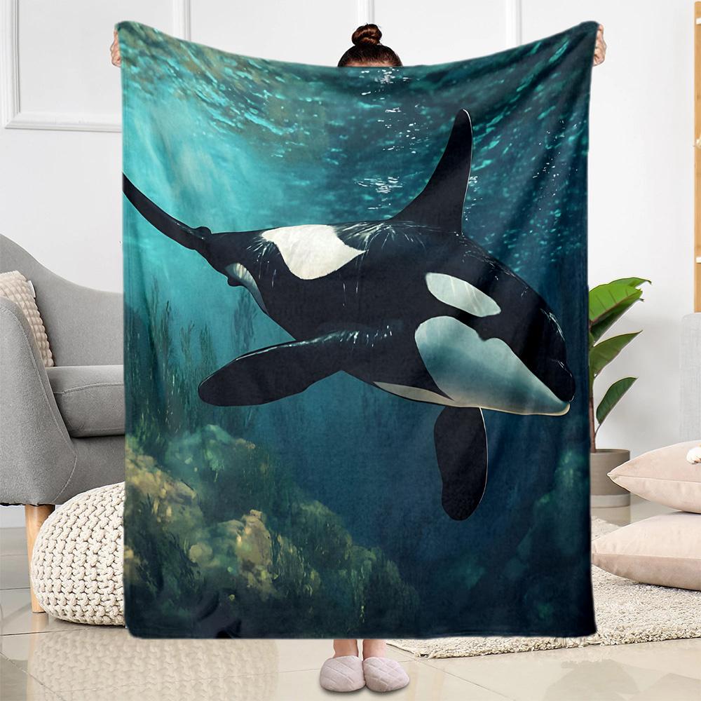 Ocean Animal Flannel Blanket - Soft and Comfortable, Suitable for Sofas, Beds, Offices, Travel, All Seasons, and A Great Gift for The Holidays.