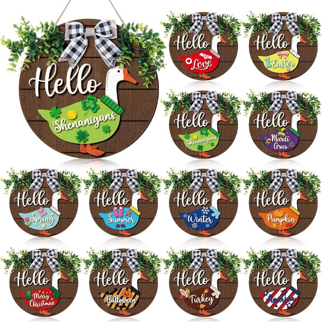 13 Replaceable Wooden Creative Doorplates Welcome Signs Door Hanging Decoration