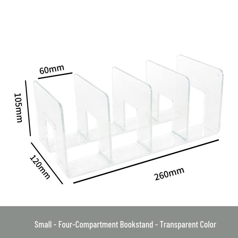 Clear Book Stand & Divider: 4-Grid Desktop File Rack with Clip