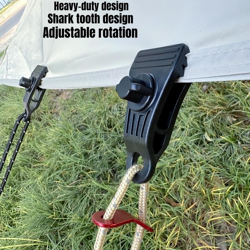 8Pcs Heavy Duty Adjustable Tent Clips Crocodile Tooth Windproof ABS Buckle for Canopy Awning Courtyard Sail Camping Hiking Gear