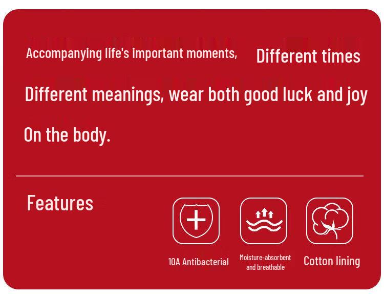 Deanfun Damen Glücksrot Baumwolle Antibakterielle Mid-Waist Unterwäsche 3er-Pack