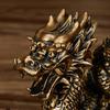 Chinese Geomancy Gold Dragon Staty Staty Ornament för tur och framgång