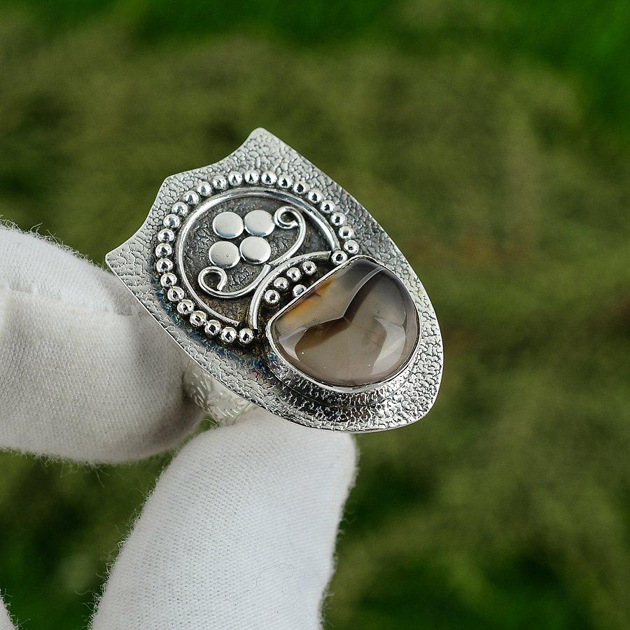 Sisters Day Deal 925 Silver Natural Montana Agate Bezel Stackable Ring Jewelry Adjustable