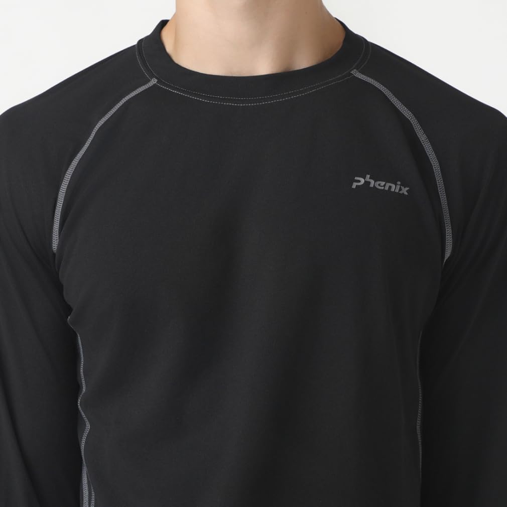 Phoenix Crew Neck Long Sleeve Black Men's T-Shirt, (PH9900)