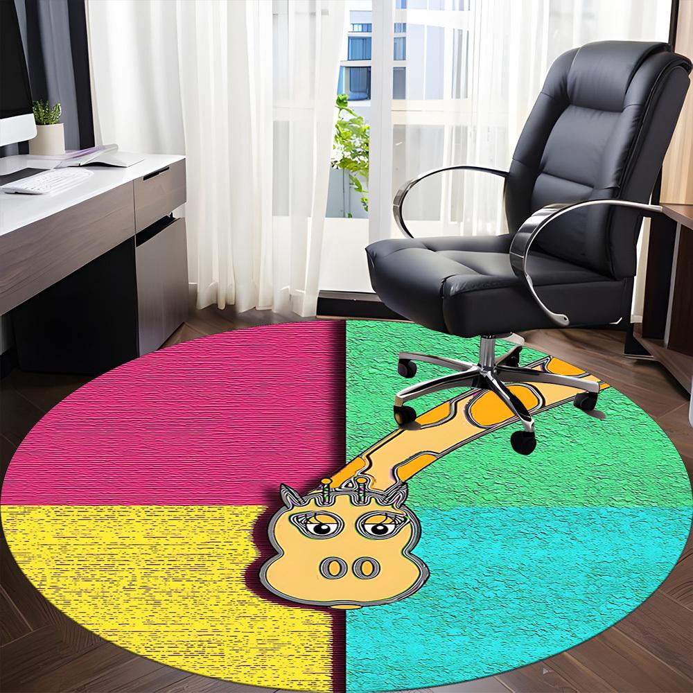 1pc Colorful Creature Office Round Rug, Non-slip, Soft and Durable Office Rug for Interior Decoration, Perfect for Office, Beautiful Decoration Yy2603