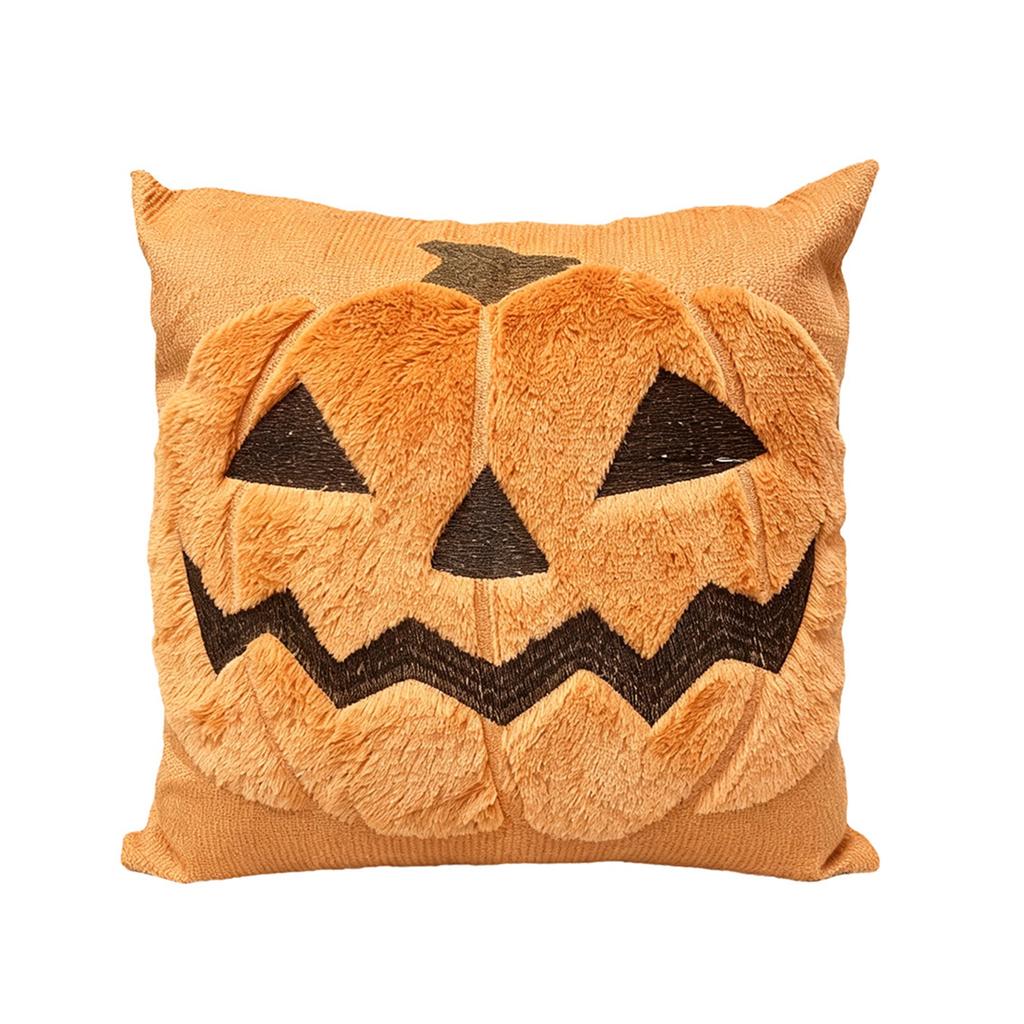 Halloween Pumpkin Pillow Cover Soft Plush Decorative Cushion Case for Sofa Chair Home Seasonal Decoration 18x18 Inches Durable Material