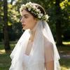 Bridal Veil Lightweight Breathable White Tulle Headband with Bows Flowers Decor Children Versatile Party Headwear Hair Accessory