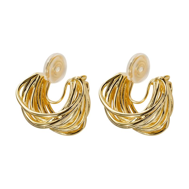 Cercei clips cu textură încrețită - Design neregulat, exagerat pentru femei